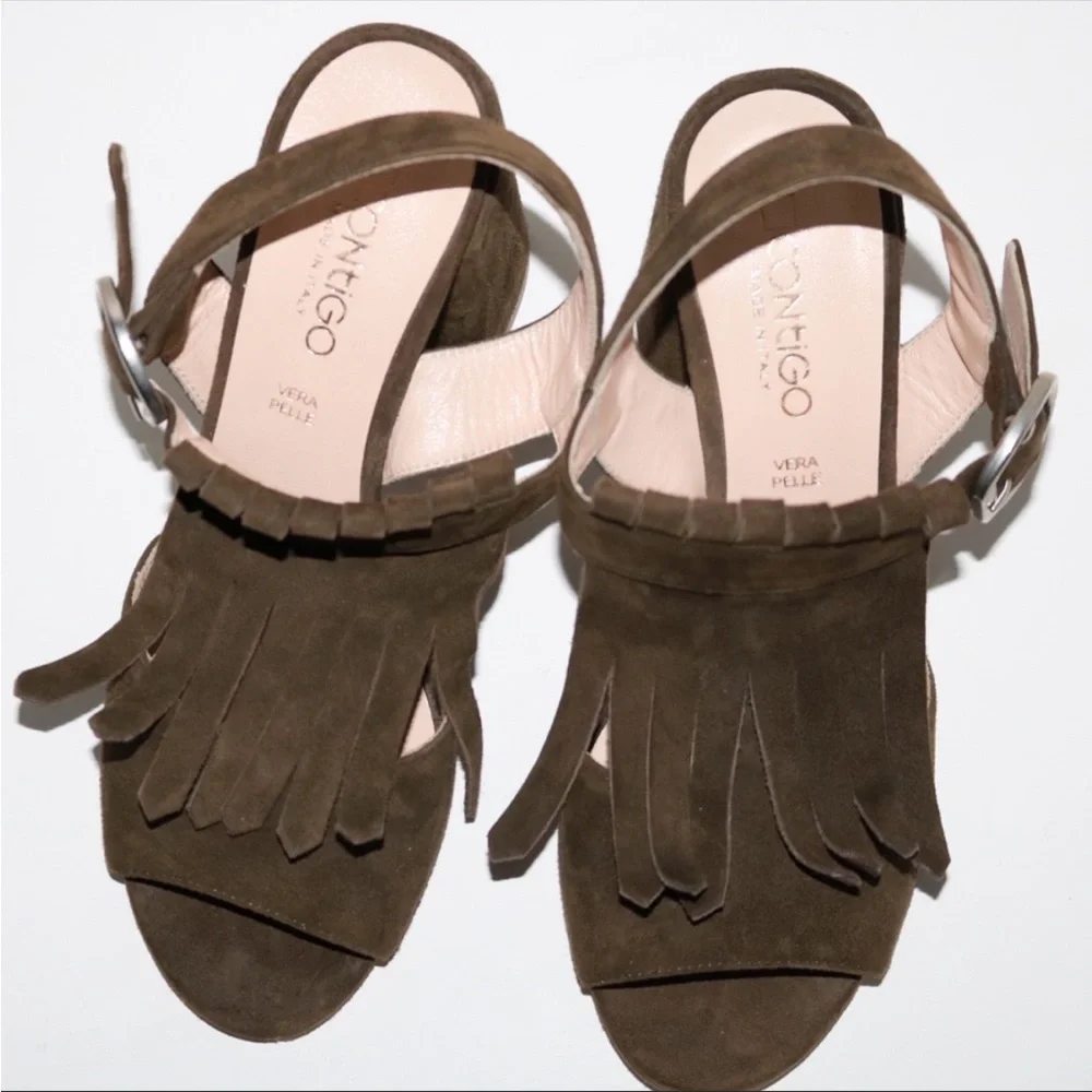 Italian Leather Heel Sandals - Picture 1 of 3